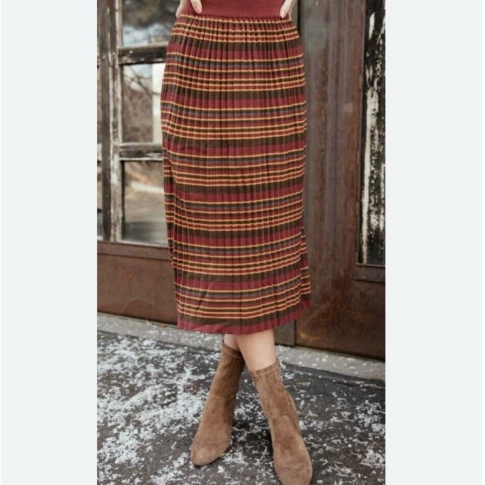 Bohme Multicolor Striped Midi Skirt